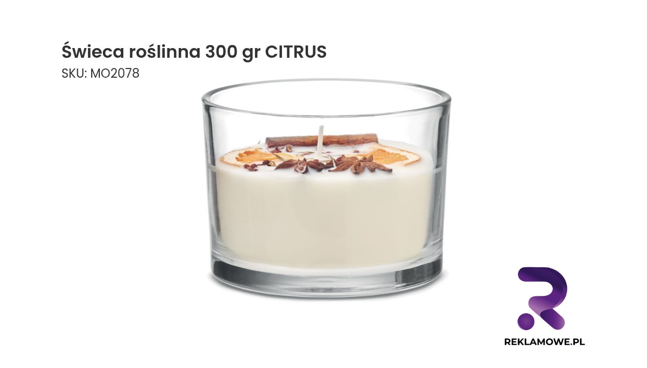 Świeca roślinna 300 gram o zapachu cytrusów