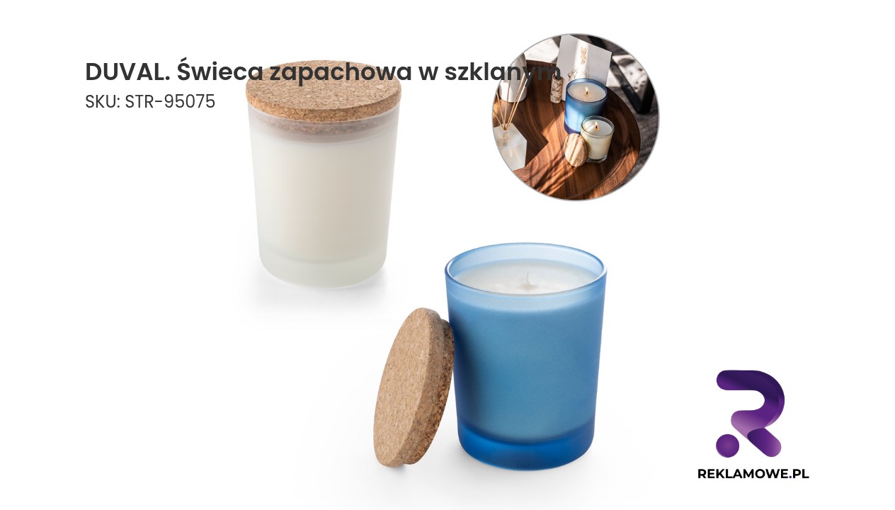 DUVAL. Świeca zapachowa w szklanym pojemniku z cork pokrywką 180 g DUVAL świeca zapachowa w szklanym pojemniku