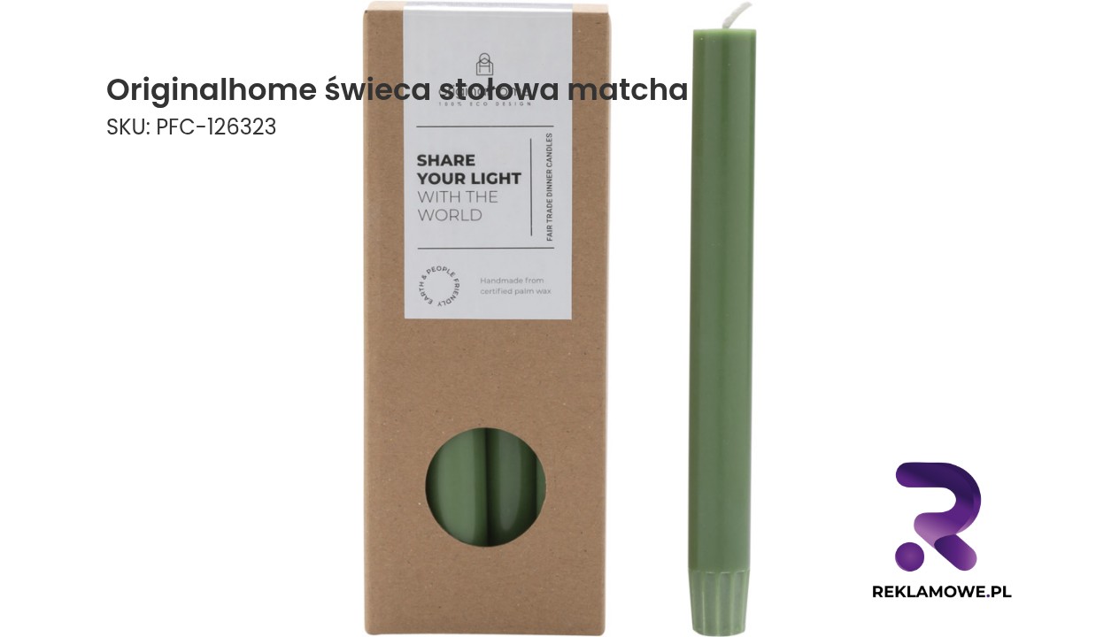 Originalhome świeca stołowa matcha Originalhome świeca stołowa matcha – ekologiczna świeca dekoracyjna do wnętrz