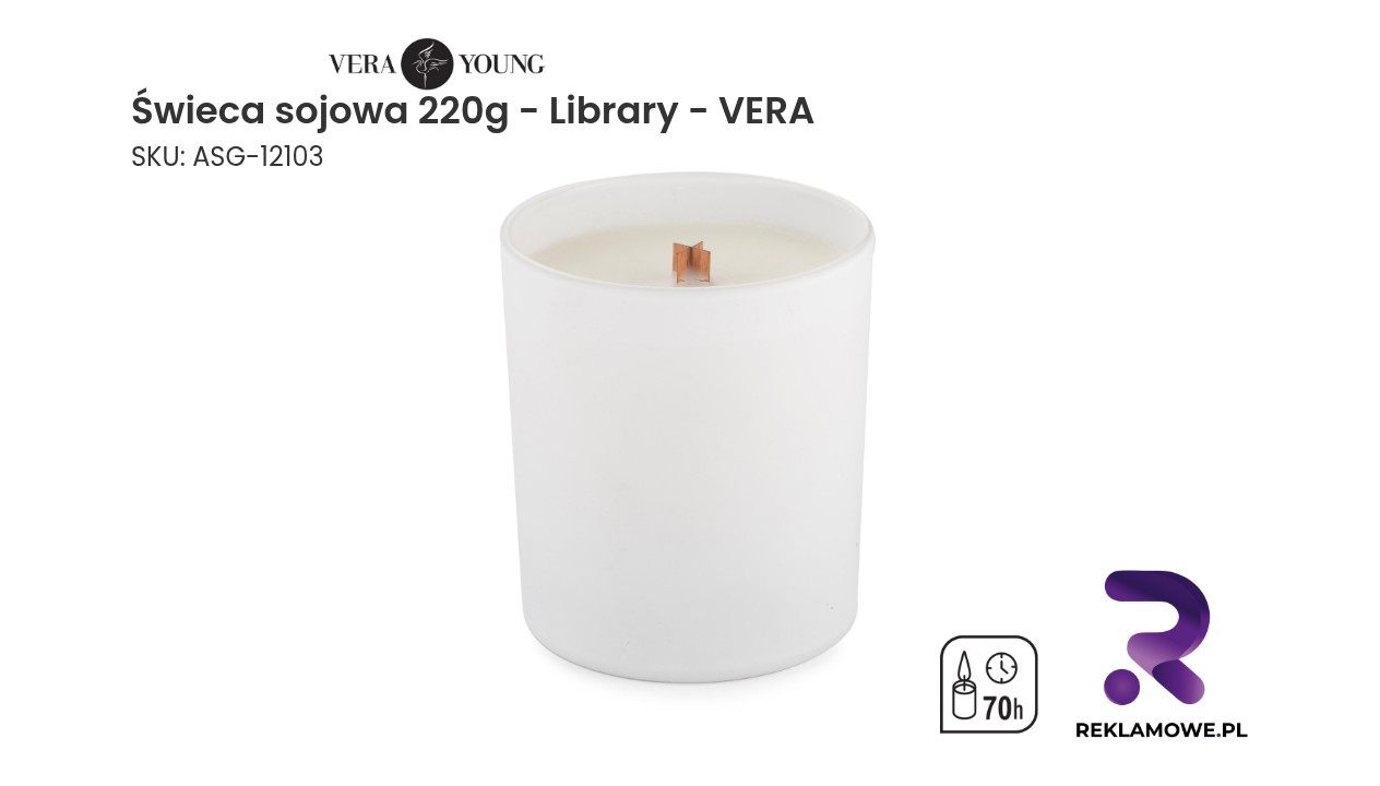 Świeca sojowa o pojemności 220g z zapachem biblioteki
